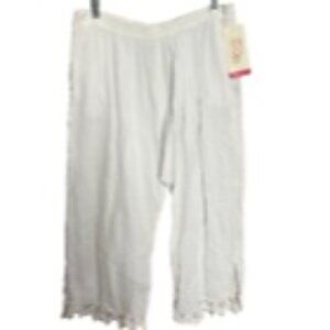 Manta Del Lago Gauze Wide Leg Capri Pants Women Sz XL Pull On NWT White